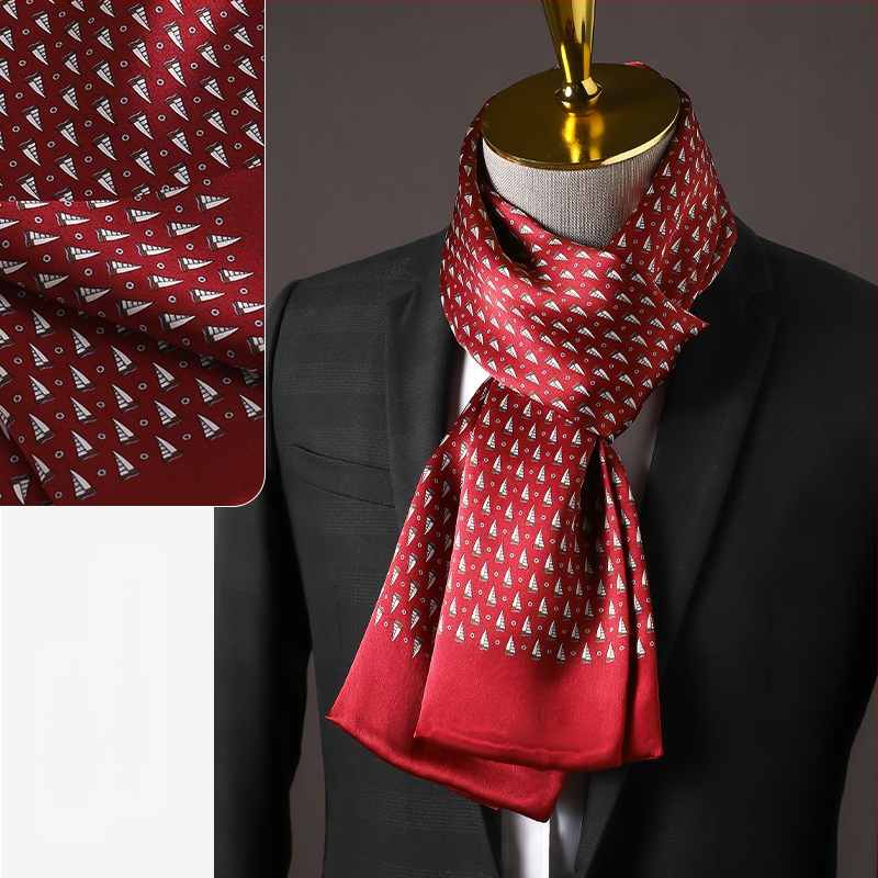 Aukštos kokybės šilko šalikas, vyriškas šilkmedžio šilko rudens ir žiemos 2025 m. naujas plonas šilko šalikas, dėvėti kostiumą, marškinius, kaklo apsaugos šalikas