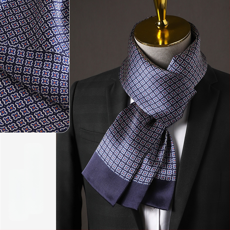 Aukštos kokybės šilko šalikas, vyriškas šilkmedžio šilko rudens ir žiemos 2025 m. naujas plonas šilko šalikas, dėvėti kostiumą, marškinius, kaklo apsaugos šalikas