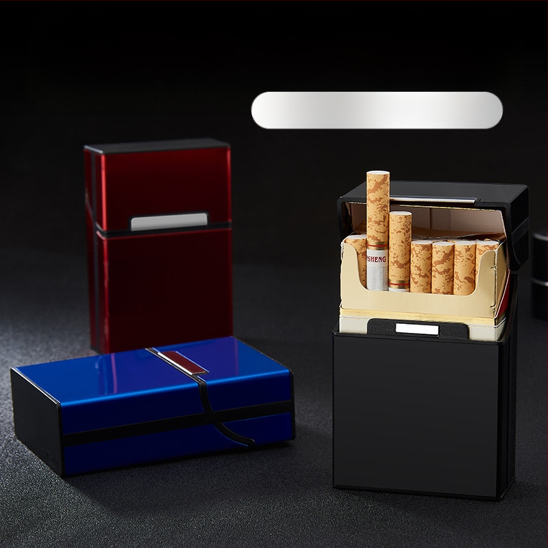 Asmeninis madingas 20 vnt. automatinis plastikinis aliuminio cigarečių dėklas, vyriškas šiurkštus dūmų šviesos cigarečių dėklas, kūrybingas cigarečių dėklas