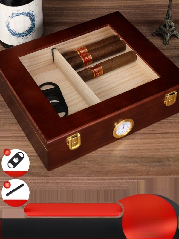 Jauna cigāru kastes mitrinoša kaste importēta priedes cigāru kastes komplekts cigāru kaste aizzīmogota kubiešu cigāru mitrinoša kaste