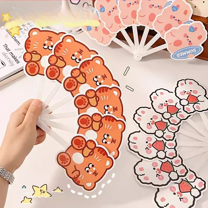 Mielas animacinis šešių sulankstomų ventiliatorių vasarinis nešiojamas mažas ventiliatorius studentams vaikams sulankstomas ventiliatorius plastikinis rankinis ventiliatorius