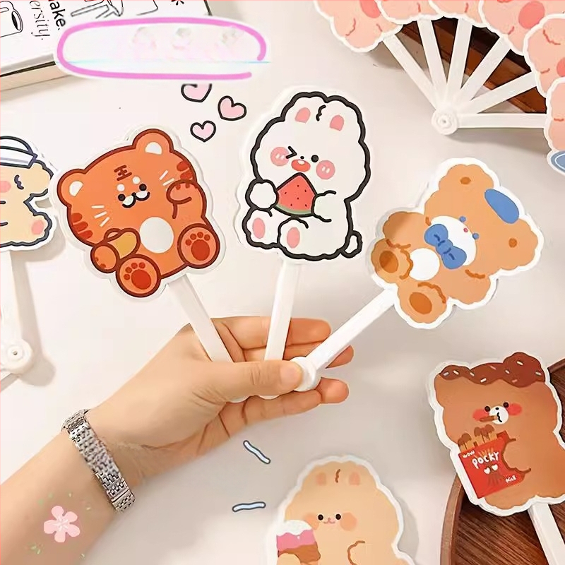 Mielas animacinis šešių sulankstomų ventiliatorių vasarinis nešiojamas mažas ventiliatorius studentams vaikams sulankstomas ventiliatorius plastikinis rankinis ventiliatorius