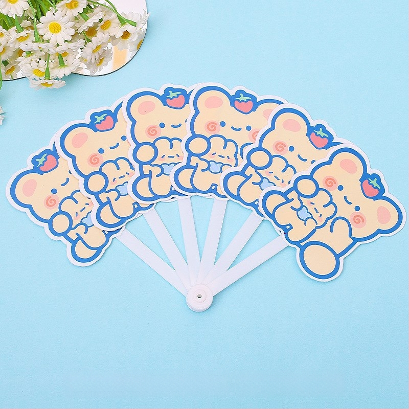 Mielas animacinis šešių sulankstomų ventiliatorių vasarinis nešiojamas mažas ventiliatorius studentams vaikams sulankstomas ventiliatorius plastikinis rankinis ventiliatorius