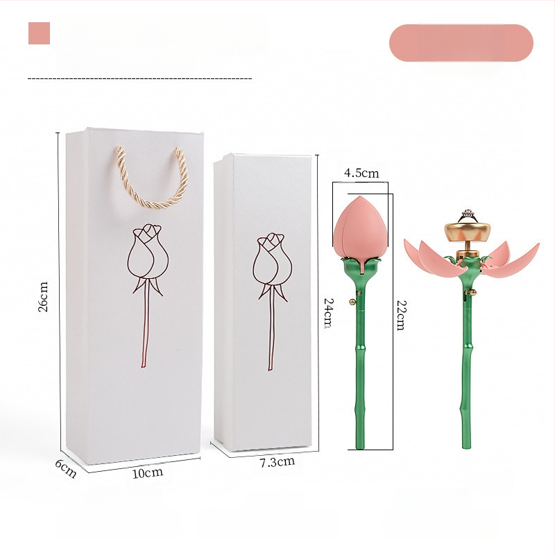 Naujas tarpvalstybinis produktas – automatiškai atidaroma rožinė papuošalų dėžutė, žiedų vėrinys, Valentino dienos rožių dovanų dėžutė