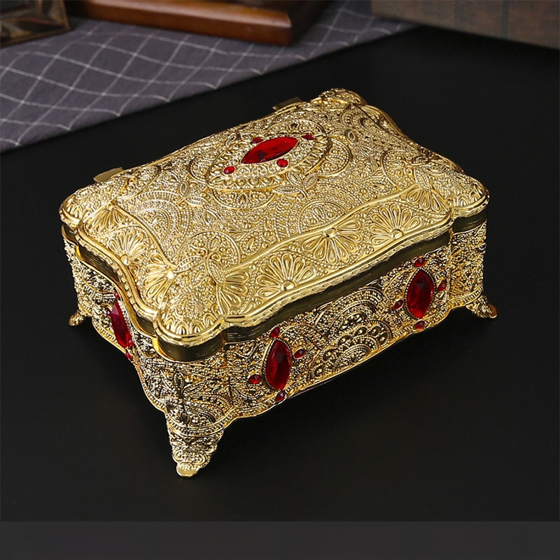 Europietiška kūrybinė retro papuošalų dėžutė, papuošalų dėžutė, aukštos klasės metalinė princesės metalinė papuošalų daugiasluoksnė laikymo dėžutė