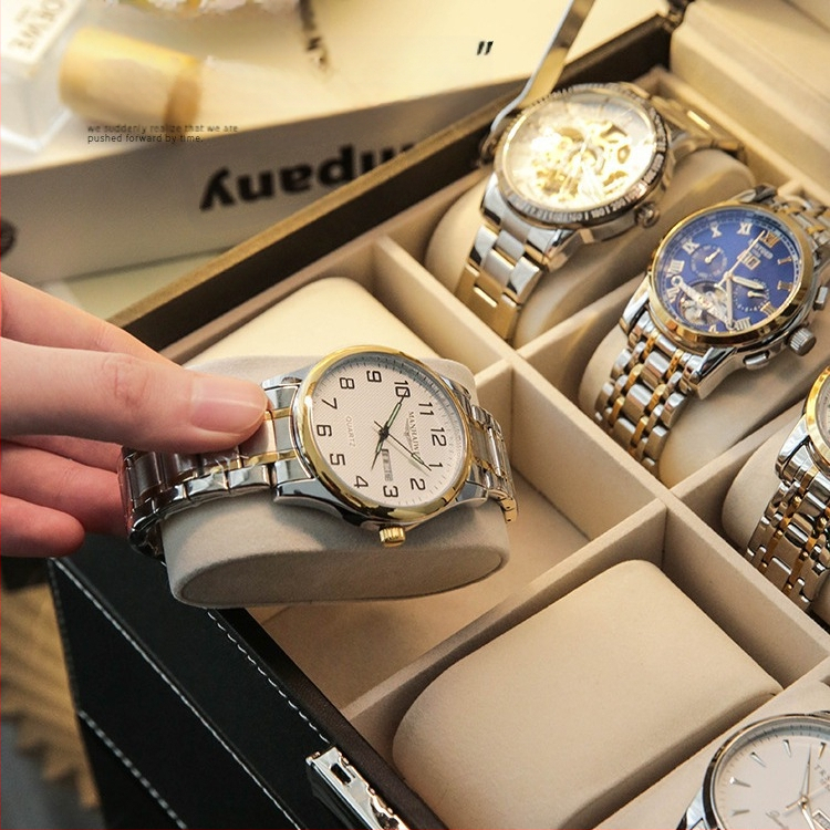 Odinių laikrodžių laikymo dėžutė, rankinių laikrodžių mechaninių laikrodžių demonstravimo dėžutė, didelė talpa, aukštos kokybės, su užraktu