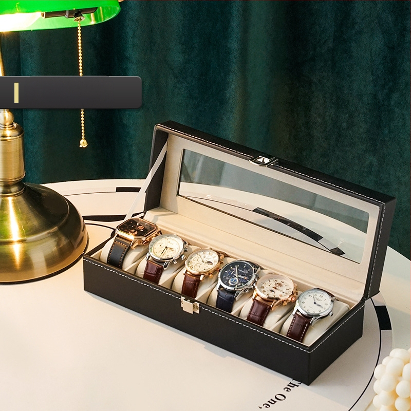Odinių laikrodžių laikymo dėžutė, rankinių laikrodžių mechaninių laikrodžių demonstravimo dėžutė, didelė talpa, aukštos kokybės, su užraktu