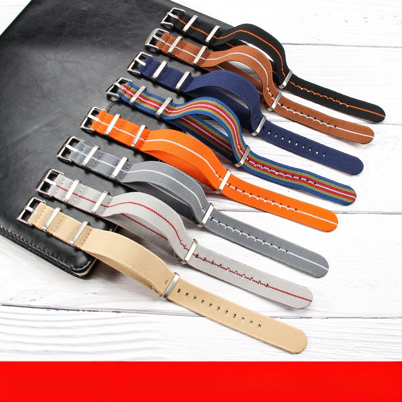 NATO vyrų ir moterų NATO nailono elastinė vieno dirželio 18 20 22 mm parašiuto formos elastinė austa laikrodžio apyrankė