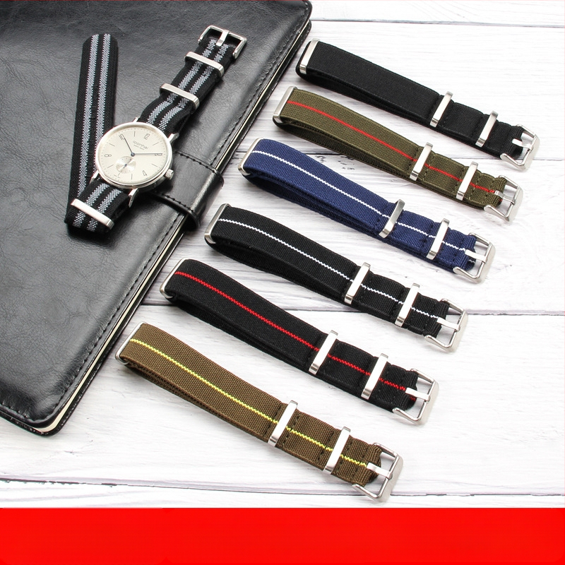 NATO vyrų ir moterų NATO nailono elastinė vieno dirželio 18 20 22 mm parašiuto formos elastinė austa laikrodžio apyrankė