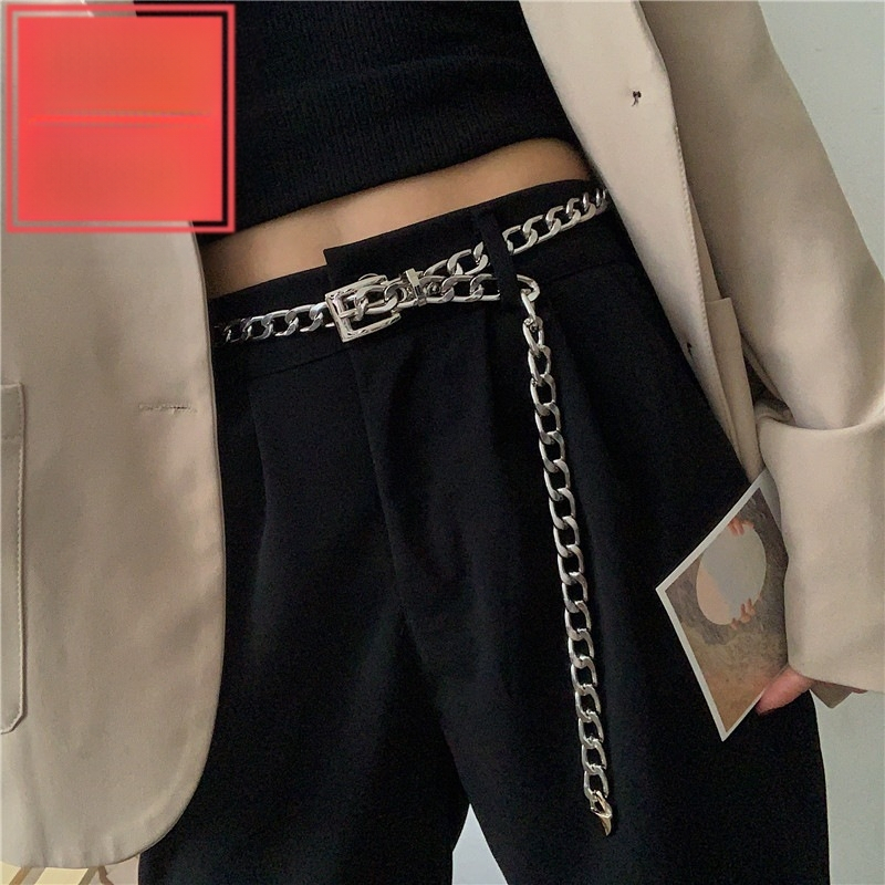 Metalinis diržas kelnėms, vyriškas grandininis kostiumo juosmens diržas, džinsinis grandininis diržas, moteriškas dekoratyvinis madingo stiliaus kelnių diržas