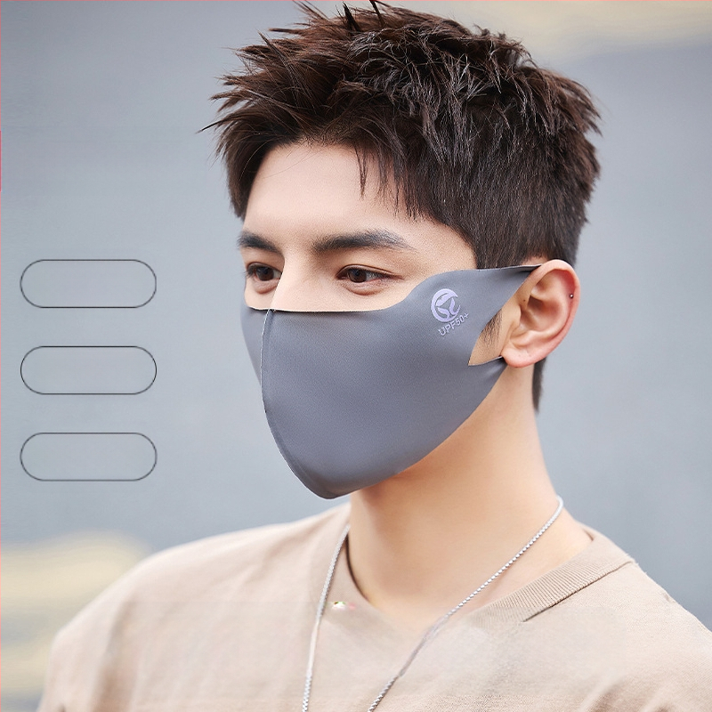 Vasaros naujovė – 5D „Ice Silk“ apsauginė kaukė nuo saulės, vientisos spalvos, trimatė, apsauganti nuo UV spindulių (UPF50) + viso veido apsauginė kaukė nuo saulės.