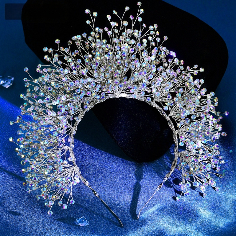 Star CX193 Euroopa ja Ameerika pulmakleit Suure krooniga peakate Pulmapruudi atmosfäärilised juukseaksessuaarid Krüptitud läikiva kividega juukserõngas