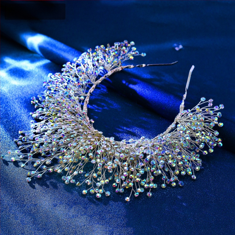 Star CX193 Euroopa ja Ameerika pulmakleit Suure krooniga peakate Pulmapruudi atmosfäärilised juukseaksessuaarid Krüptitud läikiva kividega juukserõngas