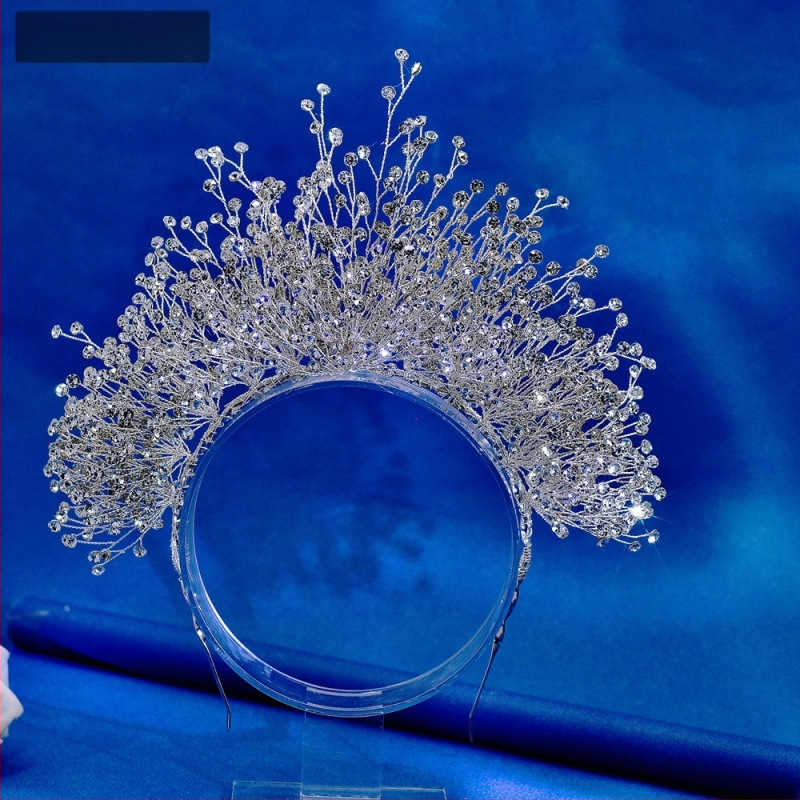 Star CX193 Euroopa ja Ameerika pulmakleit Suure krooniga peakate Pulmapruudi atmosfäärilised juukseaksessuaarid Krüptitud läikiva kividega juukserõngas