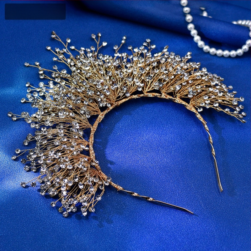 Star CX193 Euroopa ja Ameerika pulmakleit Suure krooniga peakate Pulmapruudi atmosfäärilised juukseaksessuaarid Krüptitud läikiva kividega juukserõngas