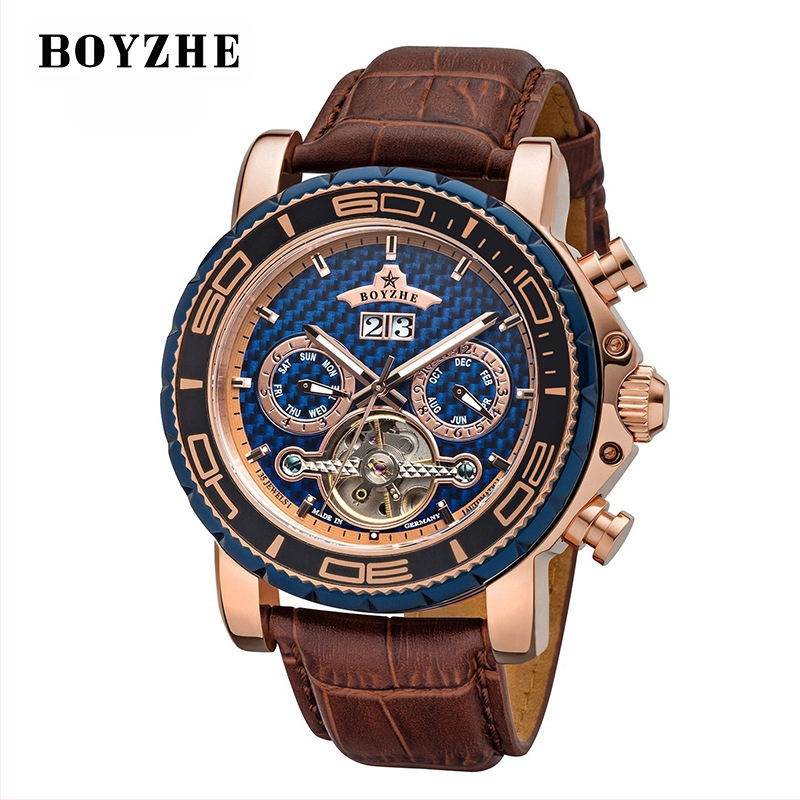 Boyzhe-Hanwei Ceasuri bărbătești elegante, ceas mecanic la modă, ceas multifuncțional pentru bărbați, ceas mecanic casual pentru bărbați
