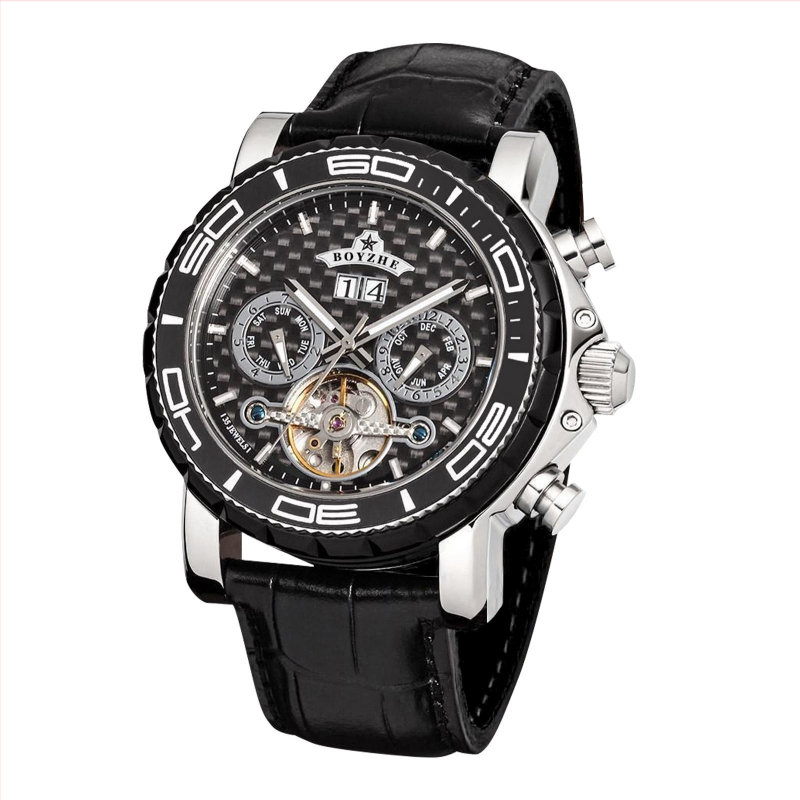 Boyzhe-Hanwei Ceasuri bărbătești elegante, ceas mecanic la modă, ceas multifuncțional pentru bărbați, ceas mecanic casual pentru bărbați