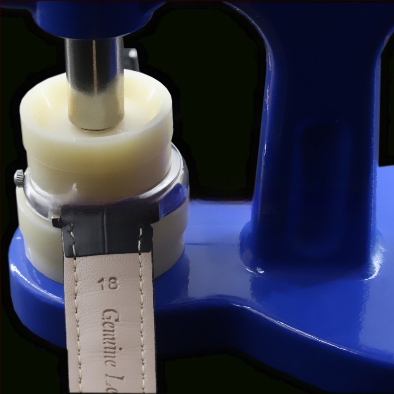 Laikrodžių taisymo rinkinys, paspauskite galinį dangtelį, paspauskite laikrodžio dangtelį, laikrodžio dangtelį, paspauskite baterijų keitimo įrankį (mėlynas),