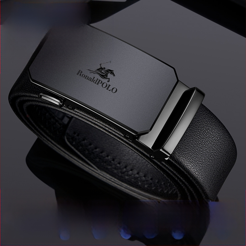 RONALDPOLO vyriškas odinis diržas su automatine sagtimi, grynos jaučio odos vyriškas diržas, verslo stiliaus, paprastas kelnių diržas, dovana, didmeninė prekyba