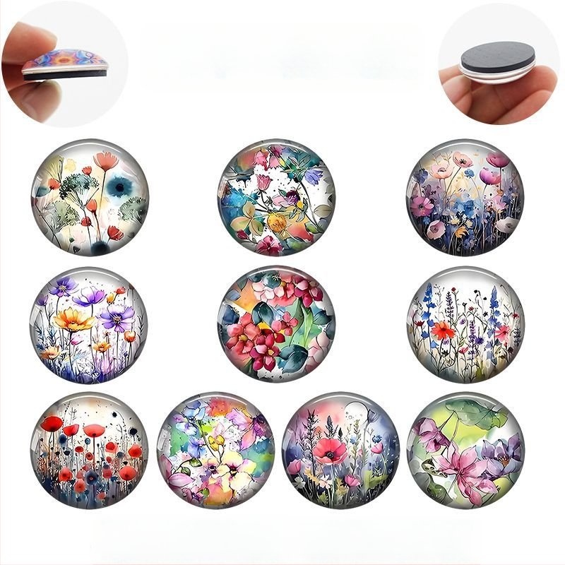 Loominguline lilleline akvarellkunstmaali stiilis ajakivi klaasist plaaster pehme magnetiline külmkapi kleebis kodukaunistamine