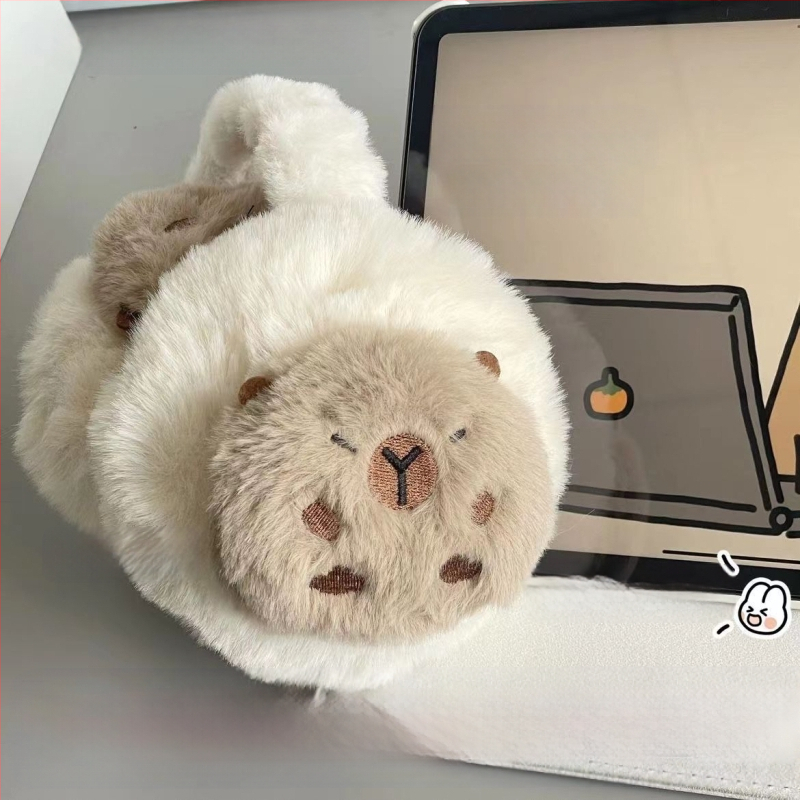 Capabala kapibaras ziemas cimdi, silti divdaļīgi, jauki sieviešu ausu aizsargi, pret sasalšanu, aukstumizturīgi, ausu aizsargi