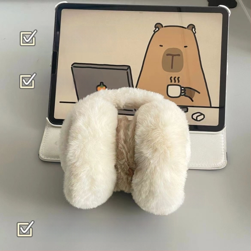 Capabala kapibaras ziemas cimdi, silti divdaļīgi, jauki sieviešu ausu aizsargi, pret sasalšanu, aukstumizturīgi, ausu aizsargi