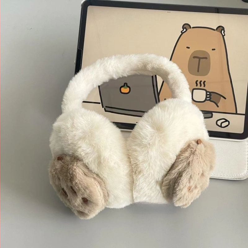 Capabala kapibaras ziemas cimdi, silti divdaļīgi, jauki sieviešu ausu aizsargi, pret sasalšanu, aukstumizturīgi, ausu aizsargi