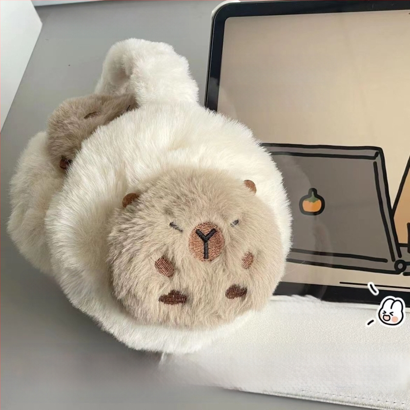 Capabala kapibaras ziemas cimdi, silti divdaļīgi, jauki sieviešu ausu aizsargi, pret sasalšanu, aukstumizturīgi, ausu aizsargi