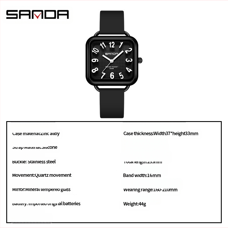 Sanda naujo produkto tyrimas specialus laikrodis studentams paprastas tendencija kvarcinis laikrodis silikoninė juosta kvadratinis vandeniui atsparus laikrodis didmeninė prekyba