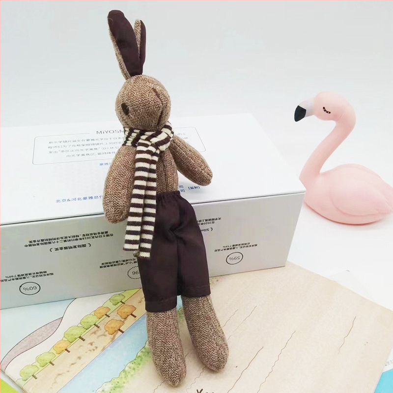 Kūrybingas „Houndstooth“ zuikio maišelio pakabukas Mielas lėlės raktų pakabukas Pliušinis žaislas Lėlė Lėlės pakabukas