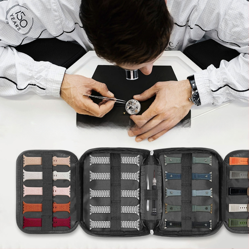 „Amazon“ perkamiausias laikrodžių dirželių kosmetikos krepšys, laikrodžių dirželių laikymo dėžutė, nešiojamas laikrodžių dirželių krepšys, 20 laikrodžių dirželių kosmetikos krepšys