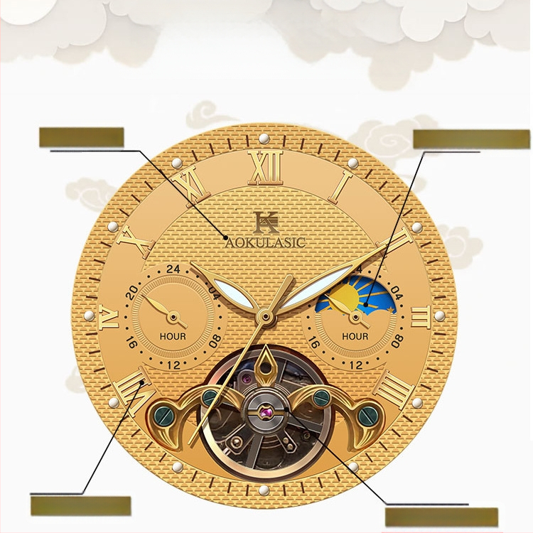 „Aogulas“ naujas automatinis mechaninis laikrodis, vyriškas mados šviečiantis tuščiaviduris daugiafunkcis laisvalaikio verslo vyriškas laikrodis