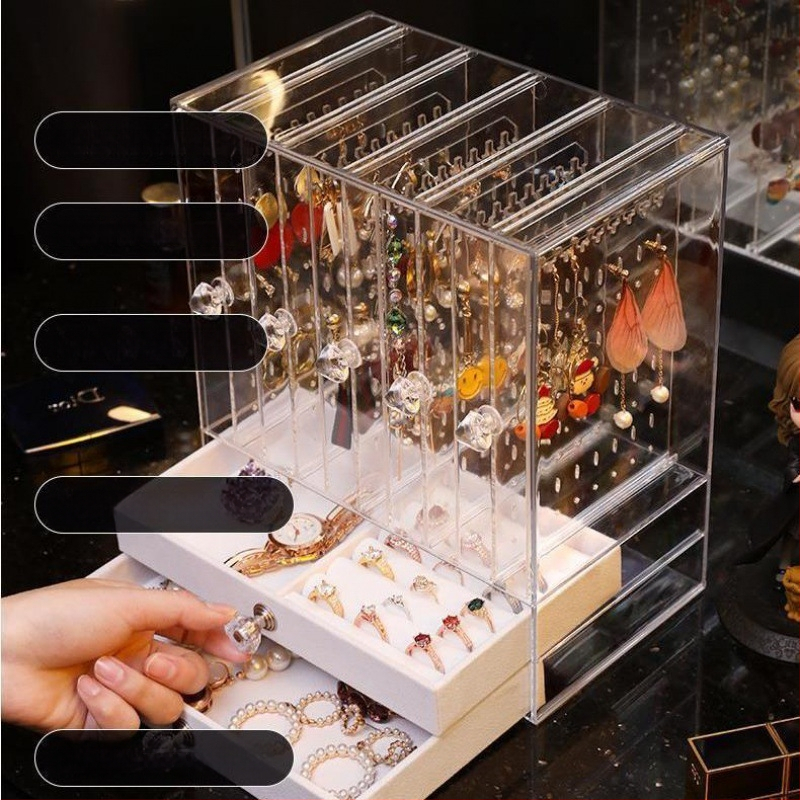 Auskarai Auskarai Auskarai Karoliai Papuošalų laikymo dėžutė Skaidri Didelės talpos Plaukų aksesuarai Tualetinis staliukas Vitrina