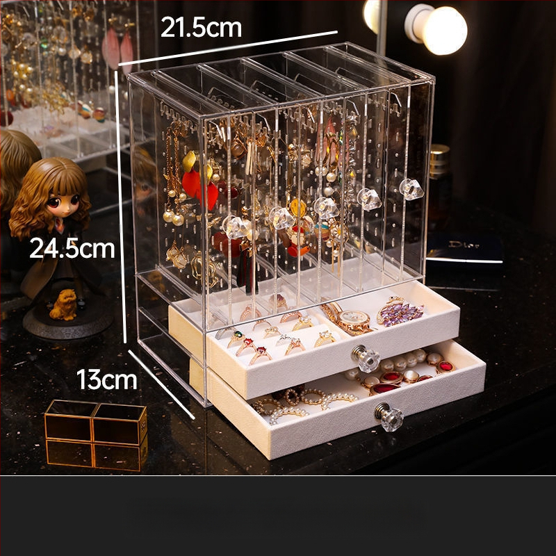 Auskarai Auskarai Auskarai Karoliai Papuošalų laikymo dėžutė Skaidri Didelės talpos Plaukų aksesuarai Tualetinis staliukas Vitrina