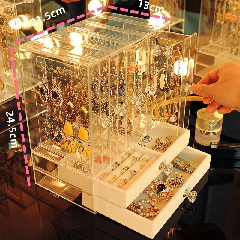 Auskarai Auskarai Auskarai Karoliai Papuošalų laikymo dėžutė Skaidri Didelės talpos Plaukų aksesuarai Tualetinis staliukas Vitrina