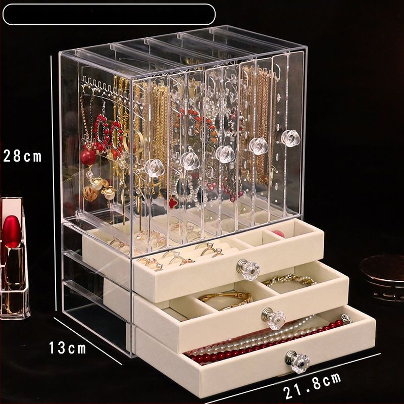 Auskarai Auskarai Auskarai Karoliai Papuošalų laikymo dėžutė Skaidri Didelės talpos Plaukų aksesuarai Tualetinis staliukas Vitrina