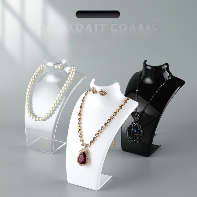 Akrilo karolių demonstravimo stovas, figūrėlės kaklo kaklo formos nefrito pakabuko modelio stovas, papuošalų demonstravimo rekvizitai