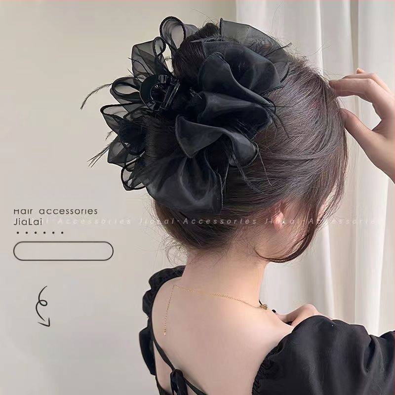 Dodaci za kosu u vilinskom stilu, luksuzni veliki mašna na stražnjem dijelu glave, luksuzni seersucker, velika kopča za hvatanje, kopča za morski pas, pokrivalo za glavu za žene