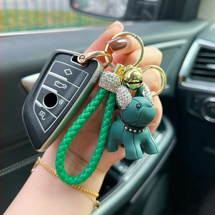 Kūrybinio dervos metodo šuns animacinio filmuko raktų pakabukas mielas deimantinės lėlės automobilio raktų pakabukas moteriškas krepšys