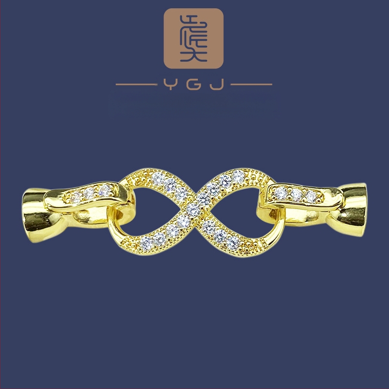 Perlų vėrinys su sagtimi, 18 karatų aukso sagties apyrankė, jungiamoji sagtis, padengta tikru auksu, „pasidaryk pats“ aksesuarai, dekoratyvinė sagtis, 8 simbolių sagtis, nauja