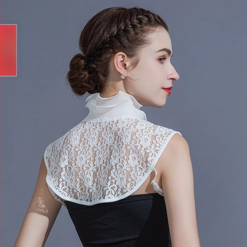 Balta nėriniuota netikra apykaklė, vasarinė, daugiafunkcinė, tuščiavidurė, madinga, dekoratyvinė apykaklė, moteriška marškinių apykaklė