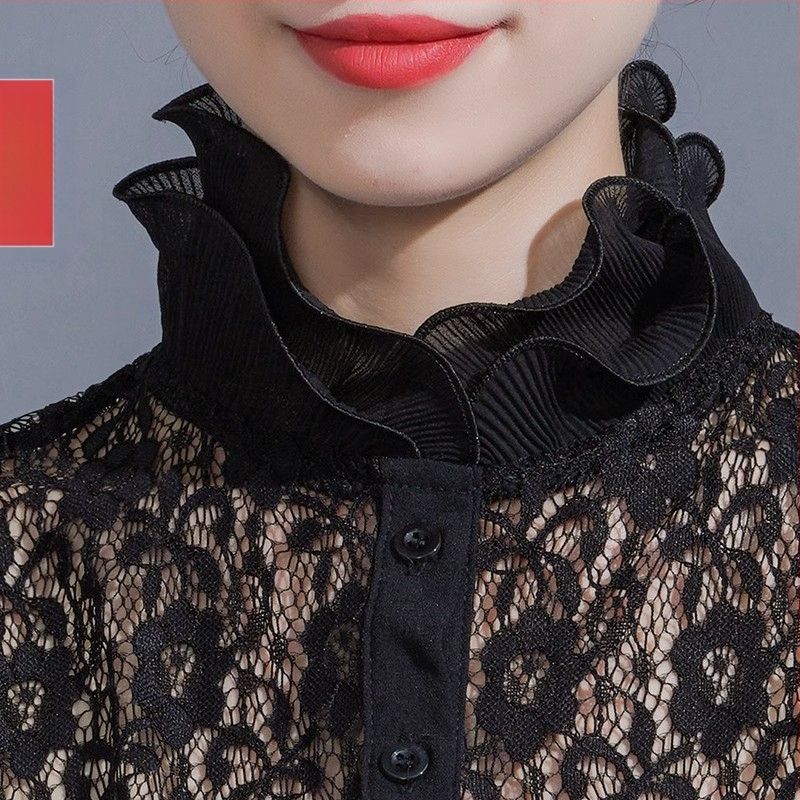 Balta nėriniuota netikra apykaklė, vasarinė, daugiafunkcinė, tuščiavidurė, madinga, dekoratyvinė apykaklė, moteriška marškinių apykaklė