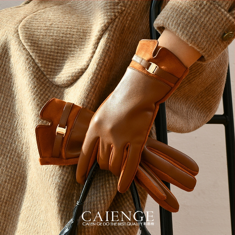 2024. aasta uued nahkkindad, naiste talvised soojad fliisvoodriga paksendatud puutetundliku ekraaniga talvised sõidukindad, ratsutamissõrmed