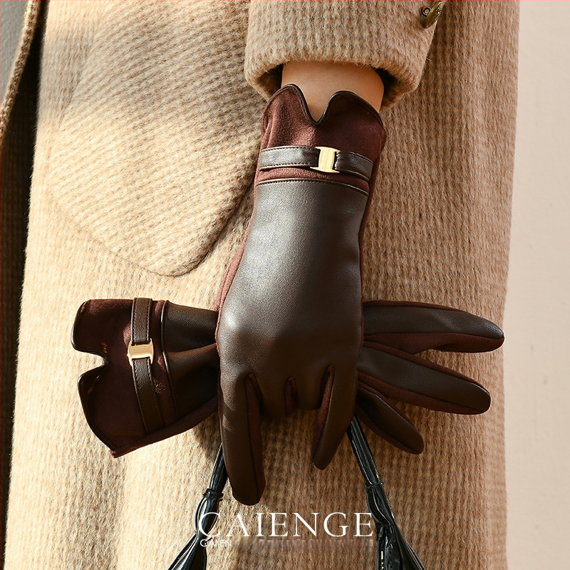 2024. aasta uued nahkkindad, naiste talvised soojad fliisvoodriga paksendatud puutetundliku ekraaniga talvised sõidukindad, ratsutamissõrmed