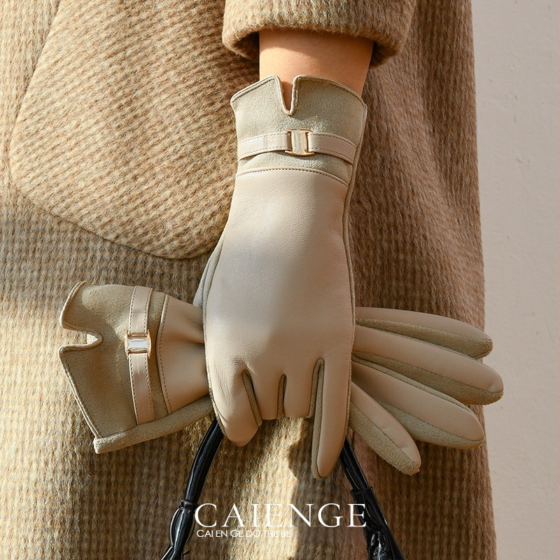 2024. aasta uued nahkkindad, naiste talvised soojad fliisvoodriga paksendatud puutetundliku ekraaniga talvised sõidukindad, ratsutamissõrmed