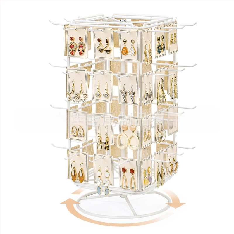 Asztali négyoldalas forgatható ékszerkiállító állvány, határokon átnyúló háztartási kozmetikai asztali nyaklánc, fülbevaló tároló állvány