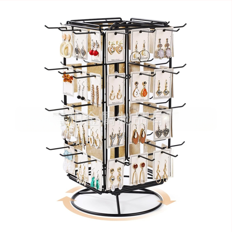 Asztali négyoldalas forgatható ékszerkiállító állvány, határokon átnyúló háztartási kozmetikai asztali nyaklánc, fülbevaló tároló állvány