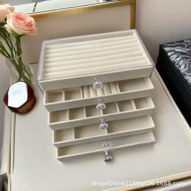 Lemmikloomade 5-kihiline sahtlitüüpi ehete hoiukarp kõrvarõngaste, kaelakee, sõrmuse ehtekarp sahtliga tualettlauaga