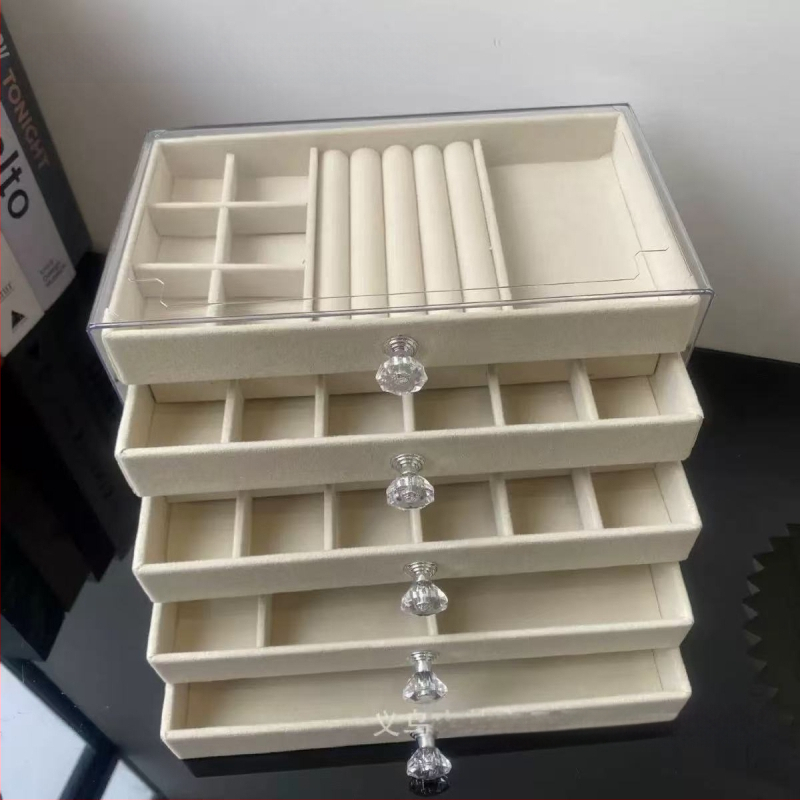 Lemmikloomade 5-kihiline sahtlitüüpi ehete hoiukarp kõrvarõngaste, kaelakee, sõrmuse ehtekarp sahtliga tualettlauaga