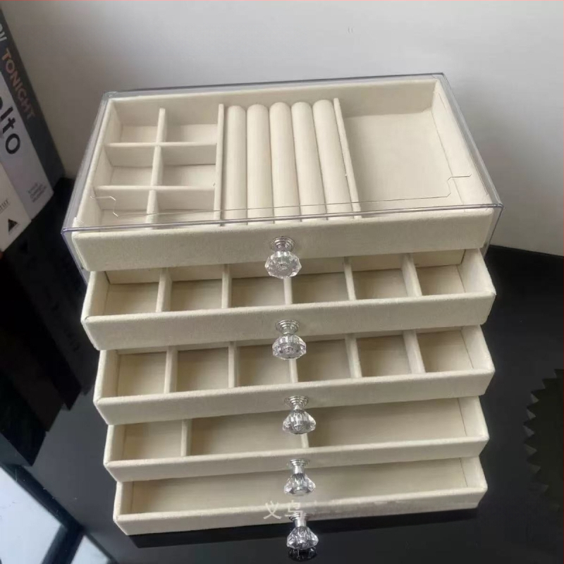 Lemmikloomade 5-kihiline sahtlitüüpi ehete hoiukarp kõrvarõngaste, kaelakee, sõrmuse ehtekarp sahtliga tualettlauaga